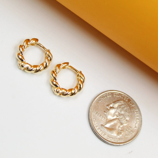 18K Gold Filled Croissant Twist Hoops Earrings