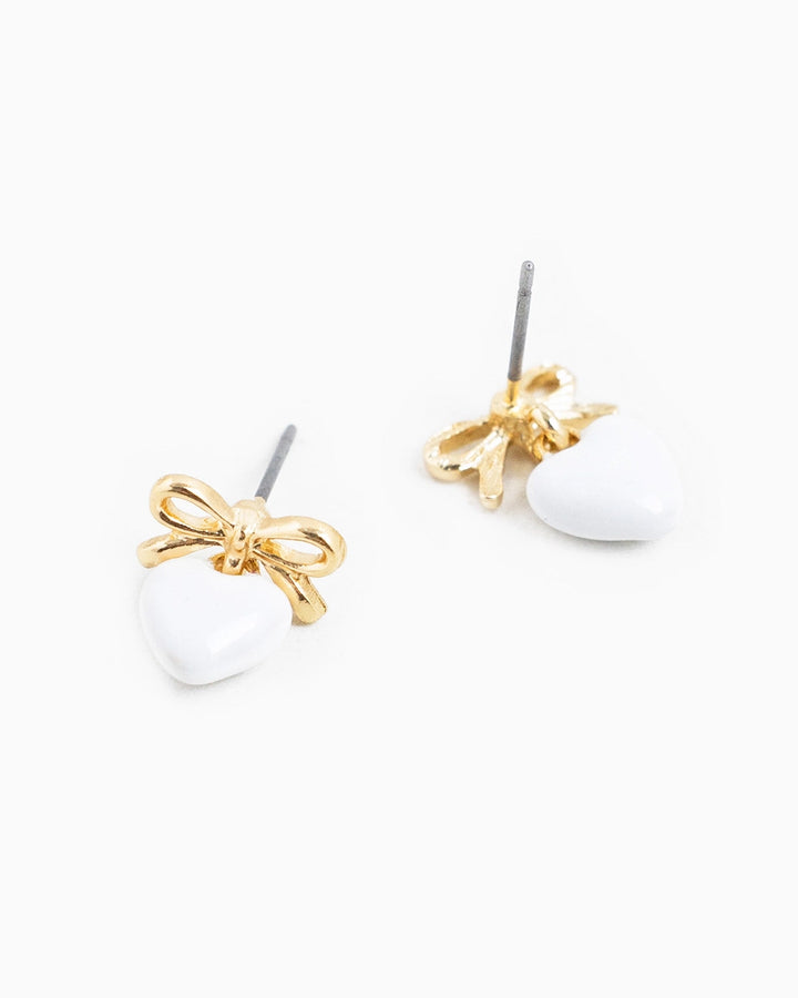Tiny Bow and Puff Heart Epoxy Drop Earrings