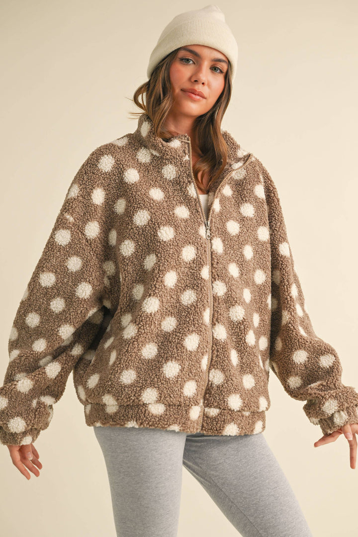 Polka Dot Teddy Bear Zipper Jacket