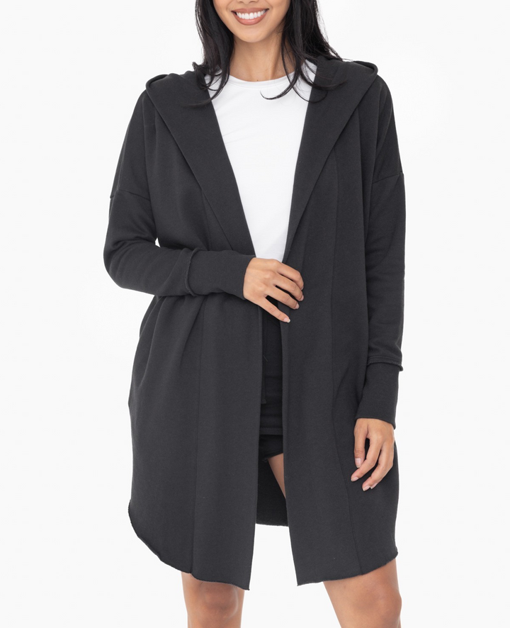 Open Front Longline Hoodie Cardigan