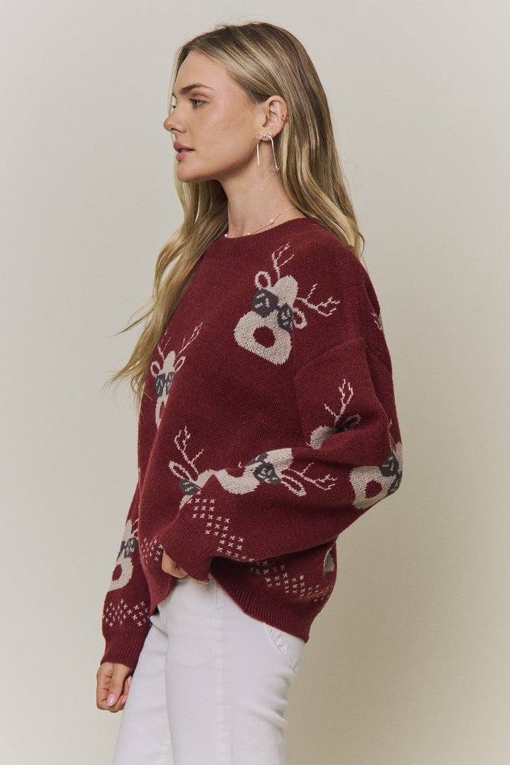 Festive Reindeer Knit Sweater