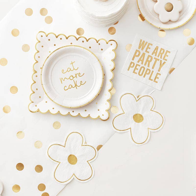 White Die Cut Flowers Cocktail Napkin