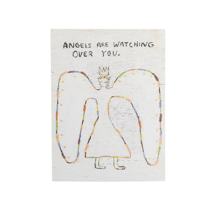 Sugarboo art poster featuring colorful angel illustration with text Angels Are Watching Over You