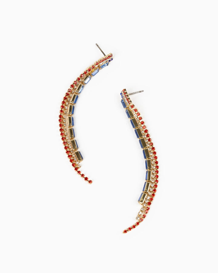 Americana Mixed Shape Crystal Fringe Dangle Earrings
