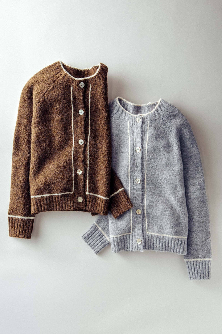 Contrast Trim Boho Knit Button Cardigan