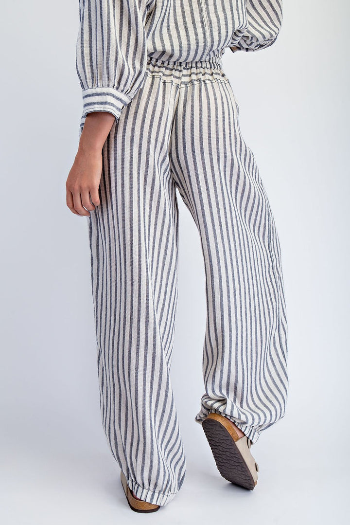 Stripe Soft Wash Linen Blended Pants