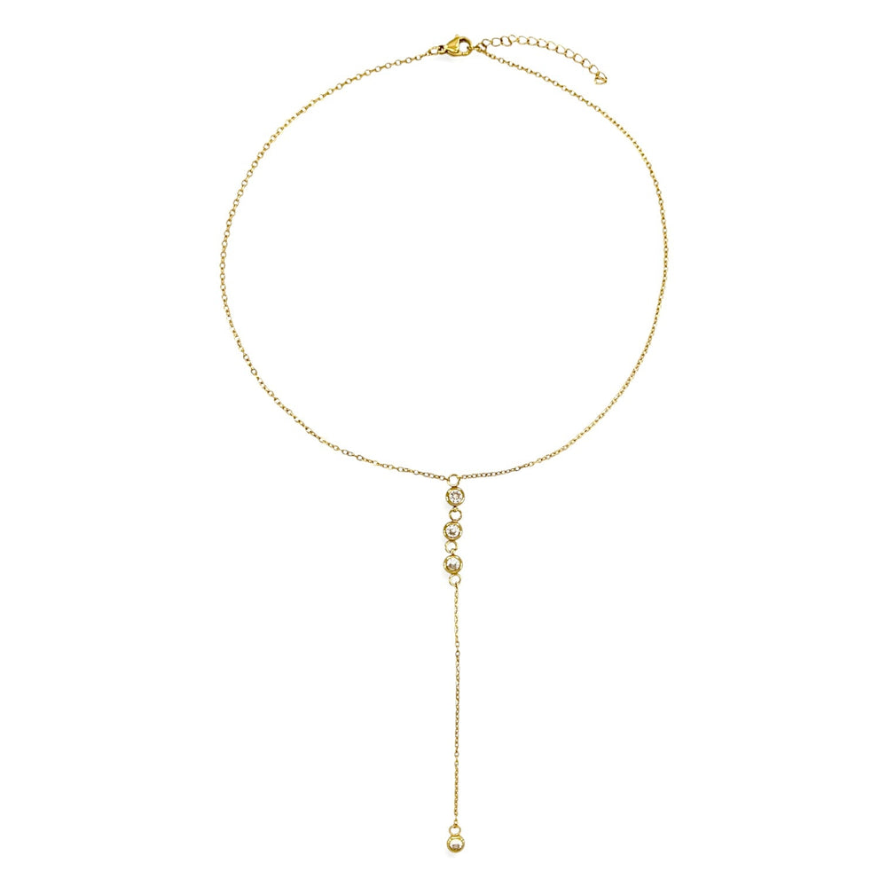 Water Resistant CZ Lariat Necklace