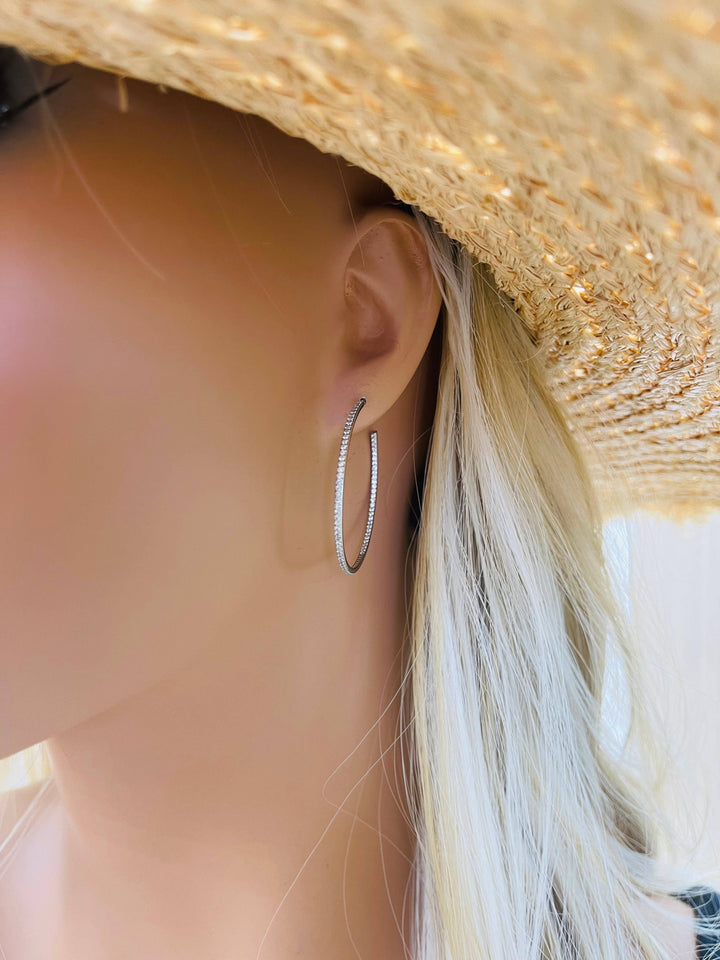 Thin CZ Minimalist Hoop Earrings