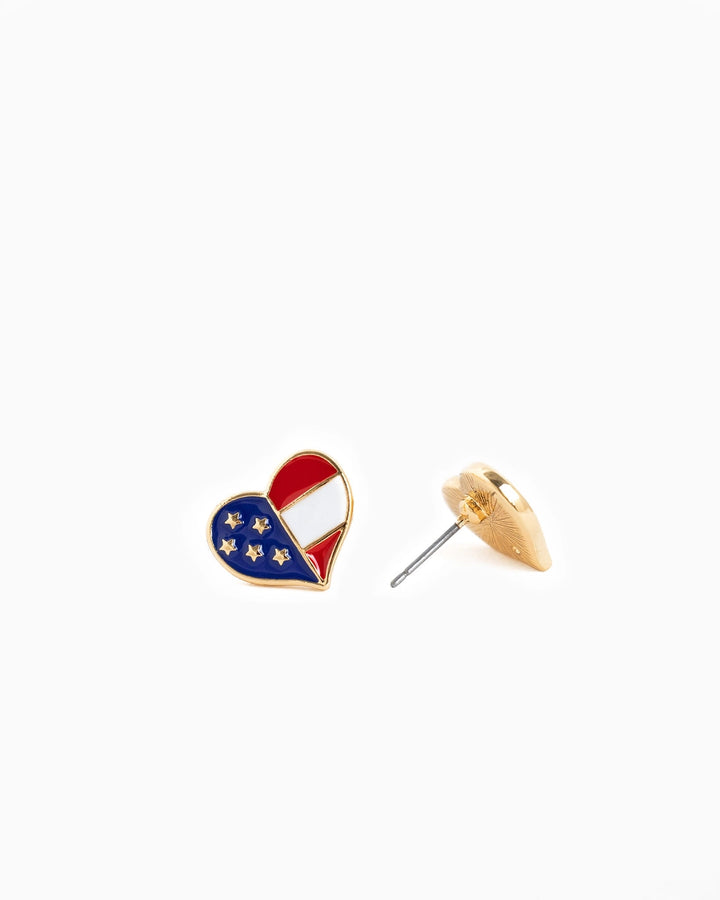 Americana Freedom Sparkle Heart Stud Earrings