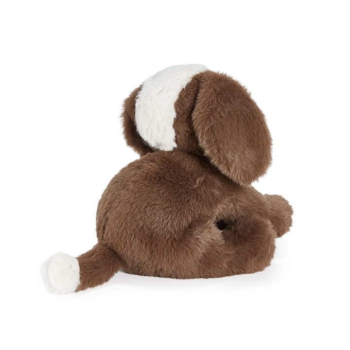 Back view of Little Floppy Mutt Cocoa stuffed dog plush with white ear accent