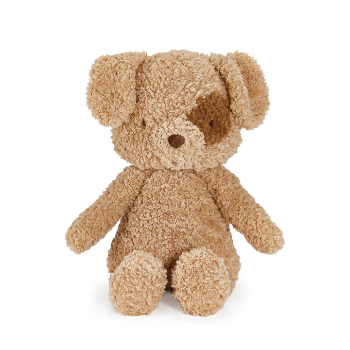 Bunnies By the Bay Rufus the Dog stuffed animal in tan curly plush, seated pose