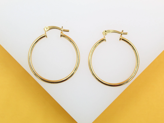 Thin Latch Back Hoop Earrings