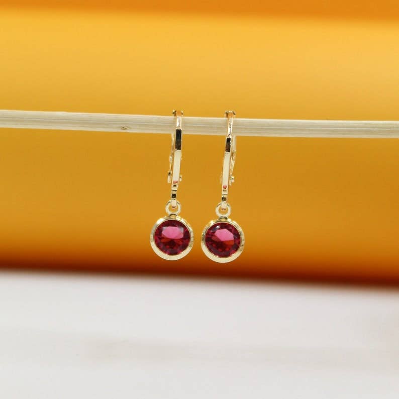 18k Gold Filled CZ Round Dangle Earrings