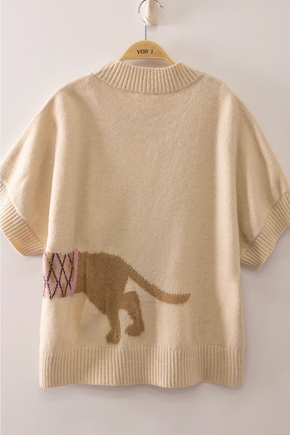 Dog Graphic Short Sleeve Knit