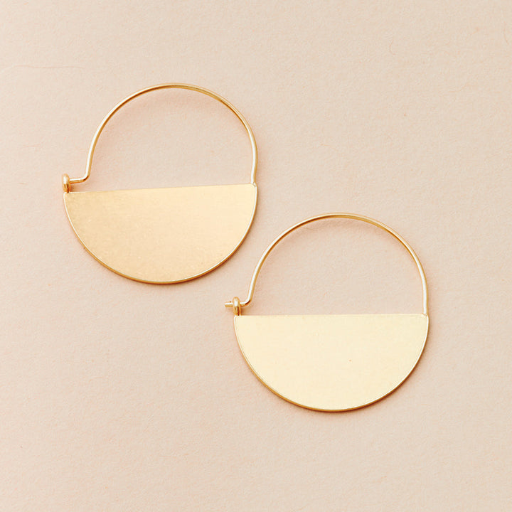 Scout Refined Earring Collection Lunar Hoop earrings in gold vermeil, semicircle pendant design