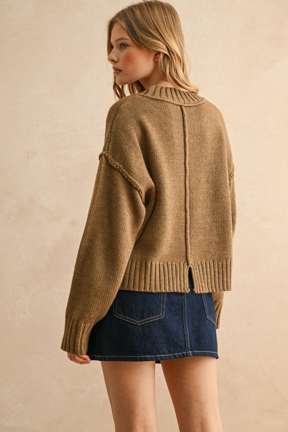 Paneled & Slit Detail Sweater