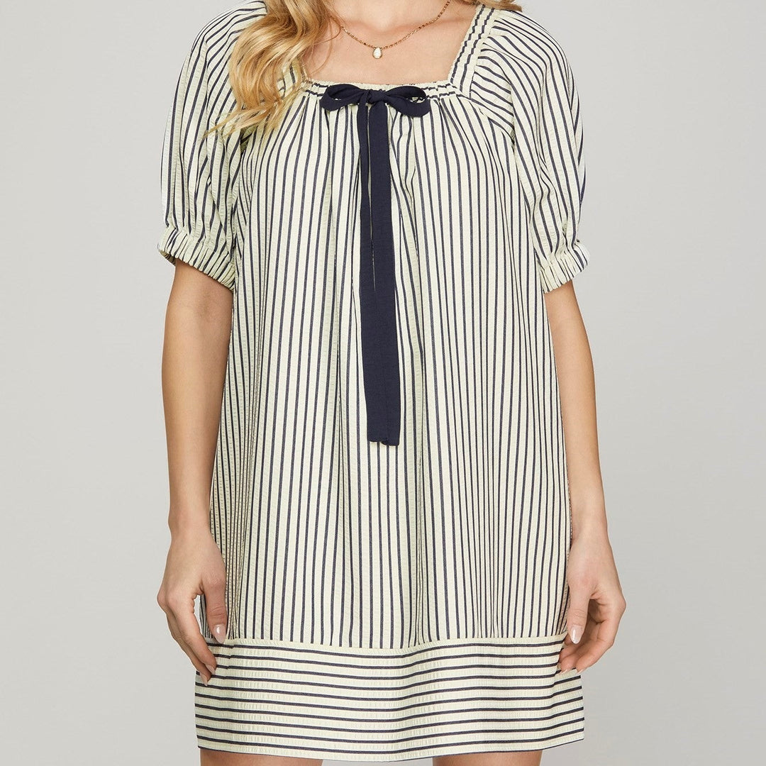 Half Sleeve Mini Dress with Side Pockets