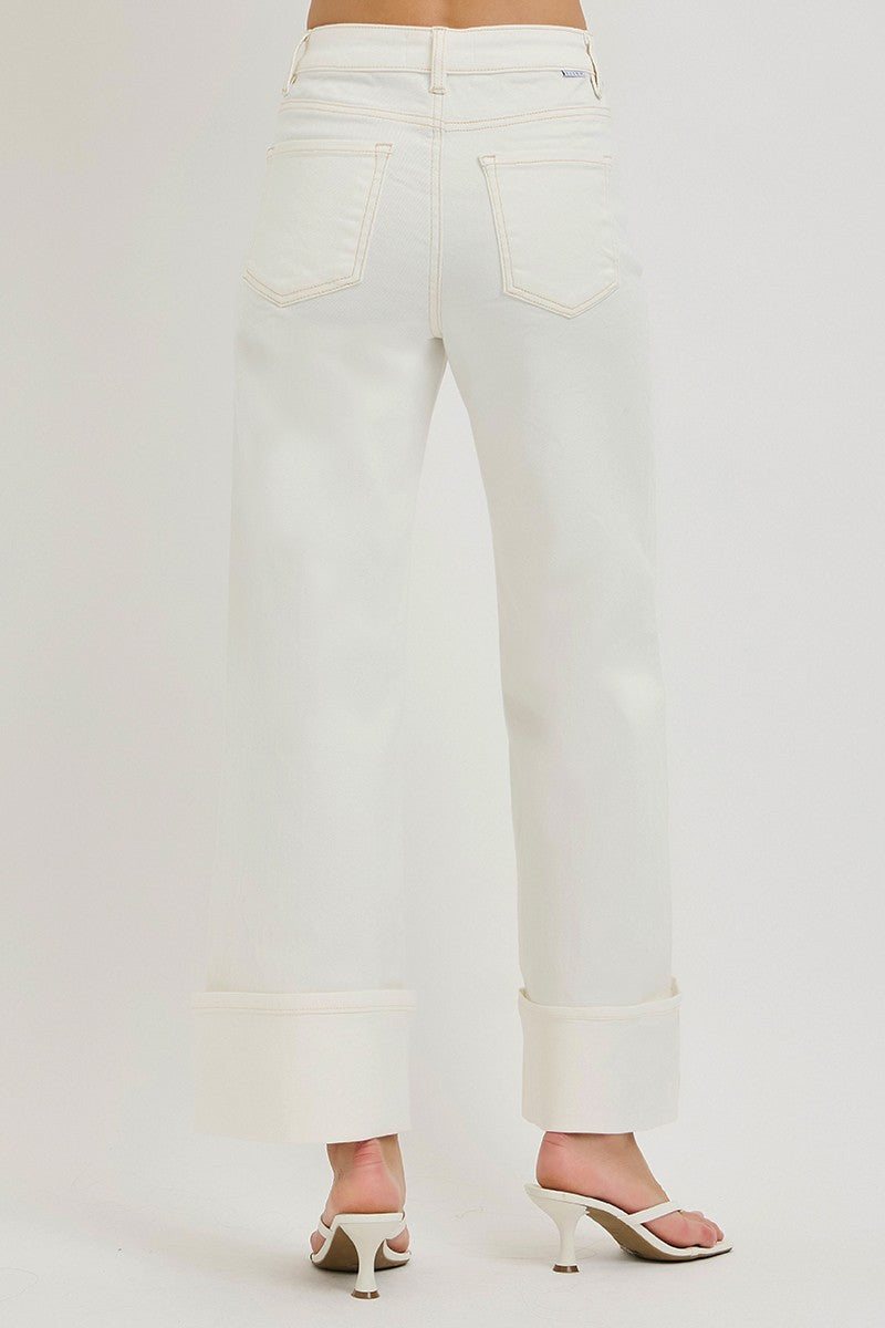 High Rise Crop Wide Pants