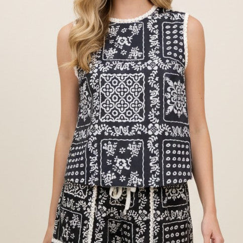 Bandana Patchwork Pattern Top