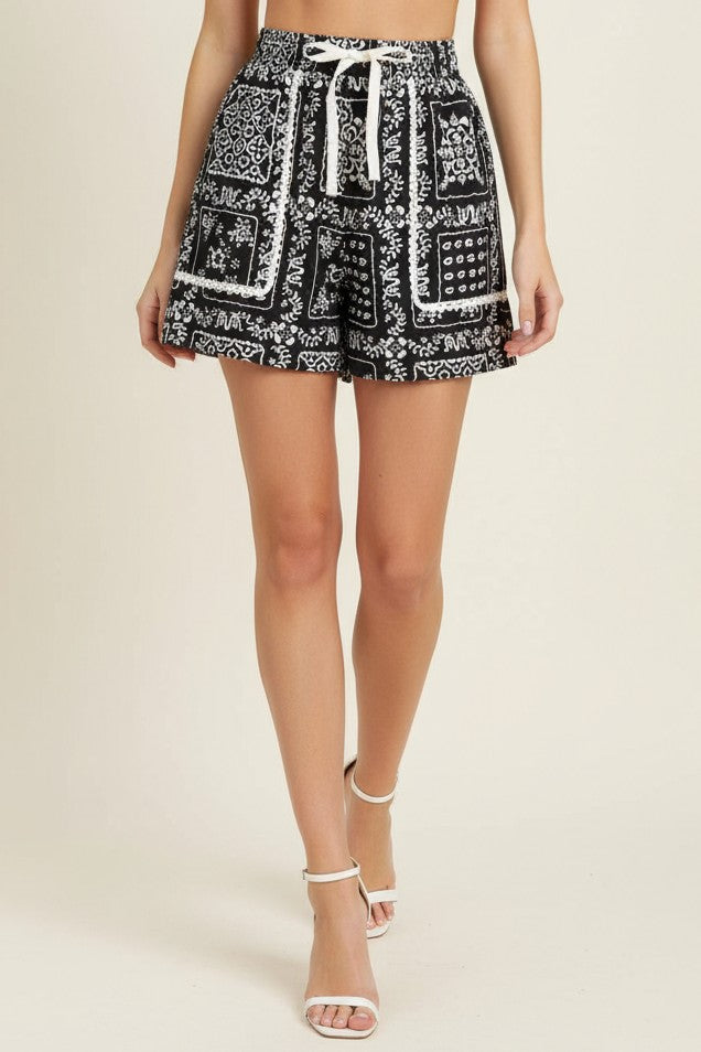 Bandana Patchwork Pattern Shorts