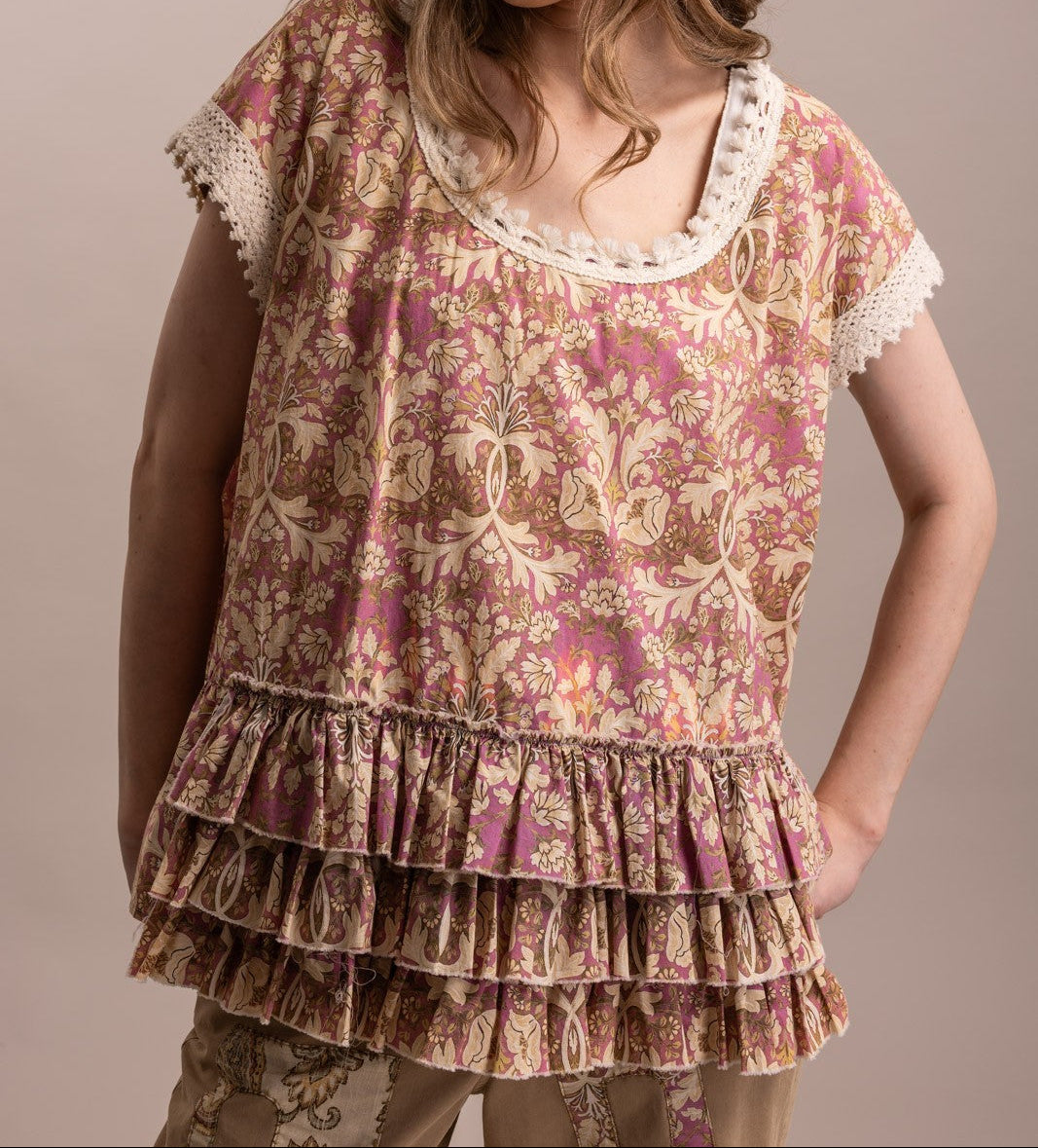 Floral Ruffle Hem Blouse
