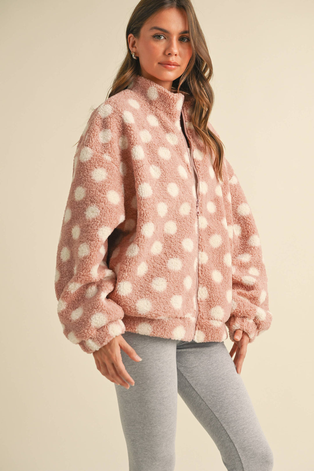 Polka Dot Teddy Bear Zipper Jacket