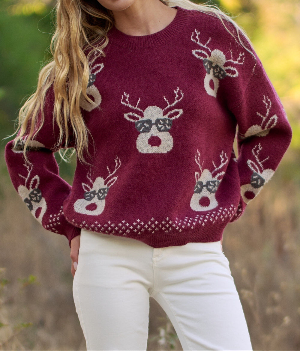 Festive Reindeer Knit Sweater