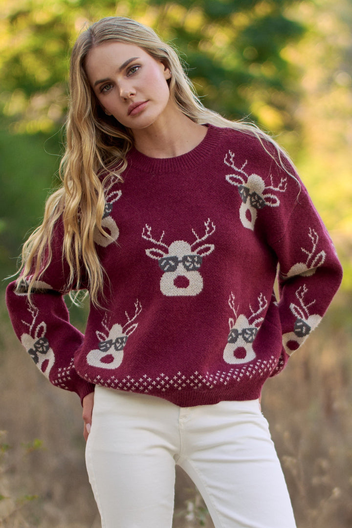 Festive Reindeer Knit Sweater