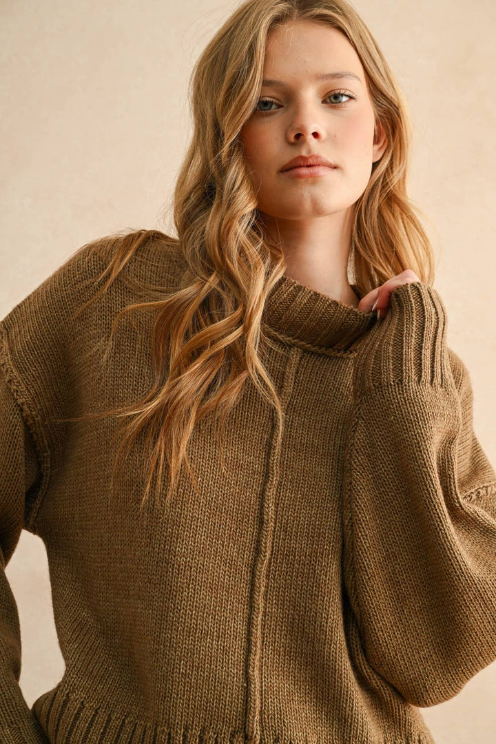 Paneled & Slit Detail Sweater
