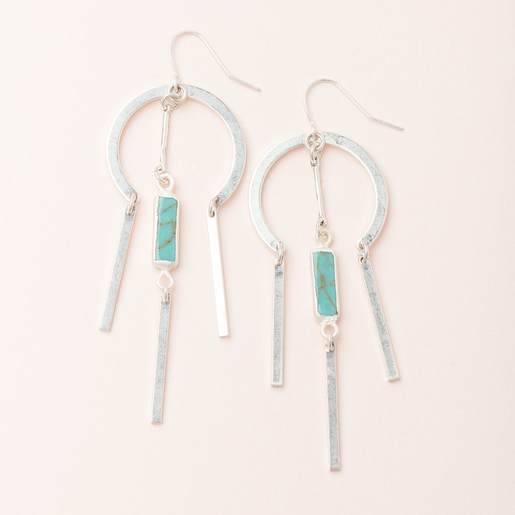 Scout Dream Stone Earrings with turquoise stone bars and silver dangling elements