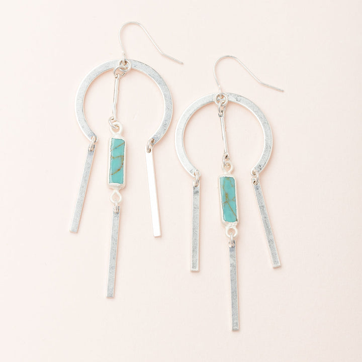 Scout Dream Stone Earrings with turquoise stone bars and silver dangling elements