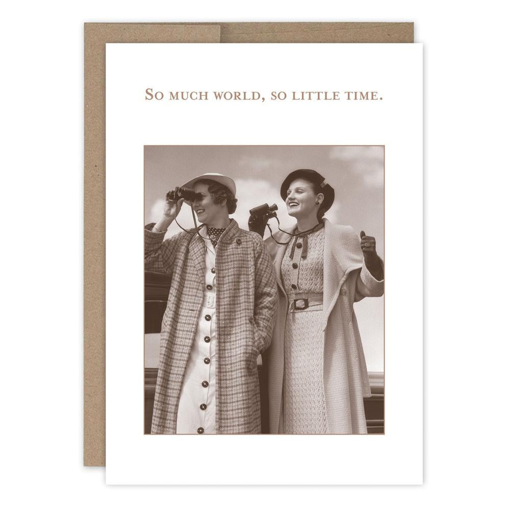 Shannon Martin Design greeting card featuring vintage photo of two women with binoculars