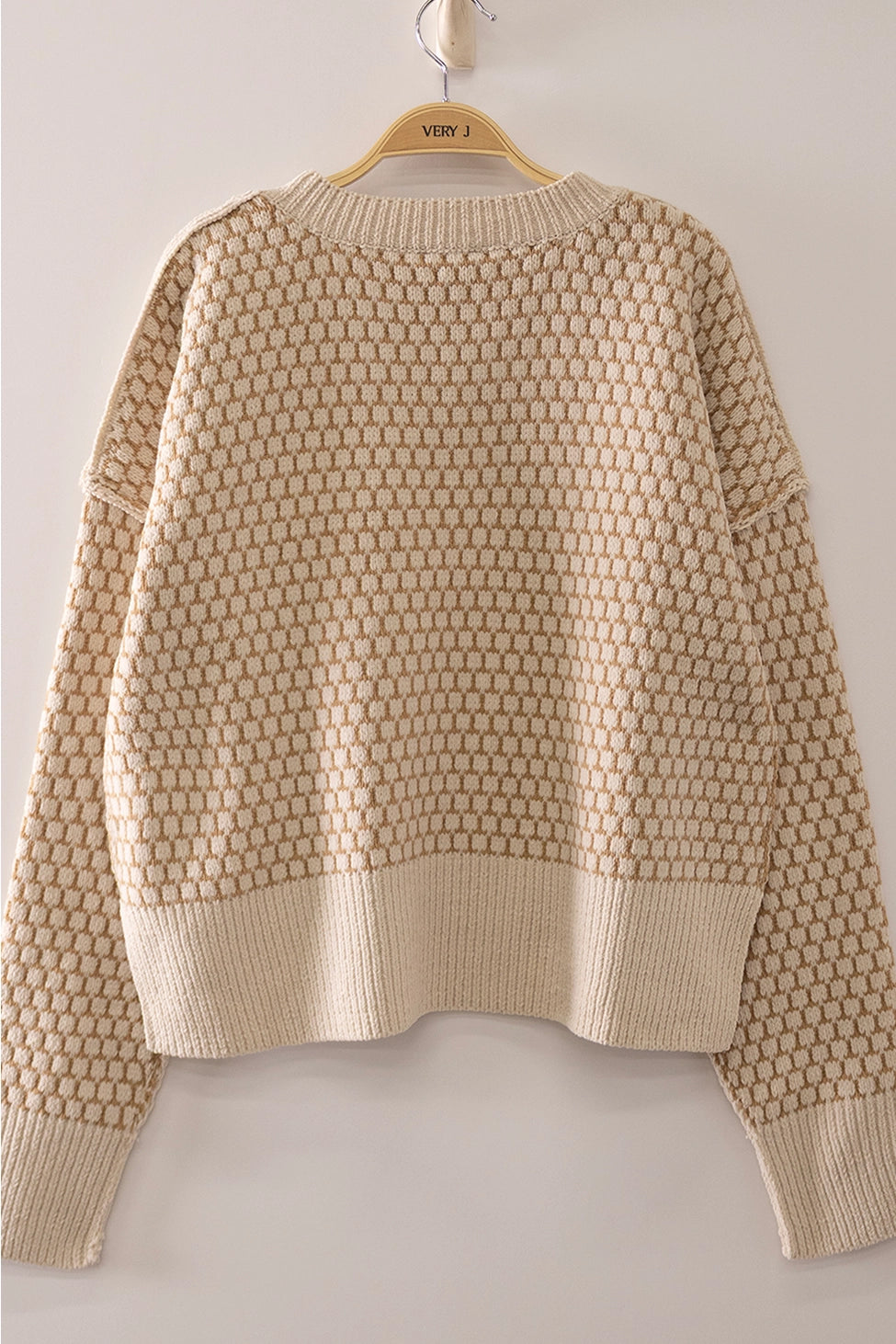 Geometric Check Pattern Sweater
