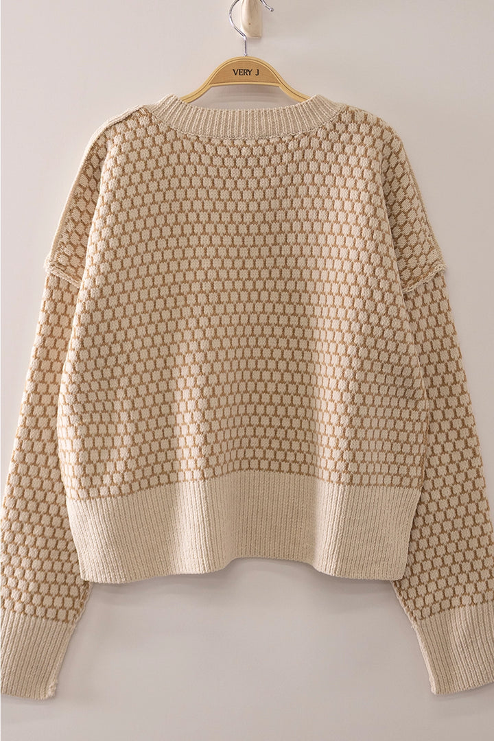 Geometric Check Pattern Sweater