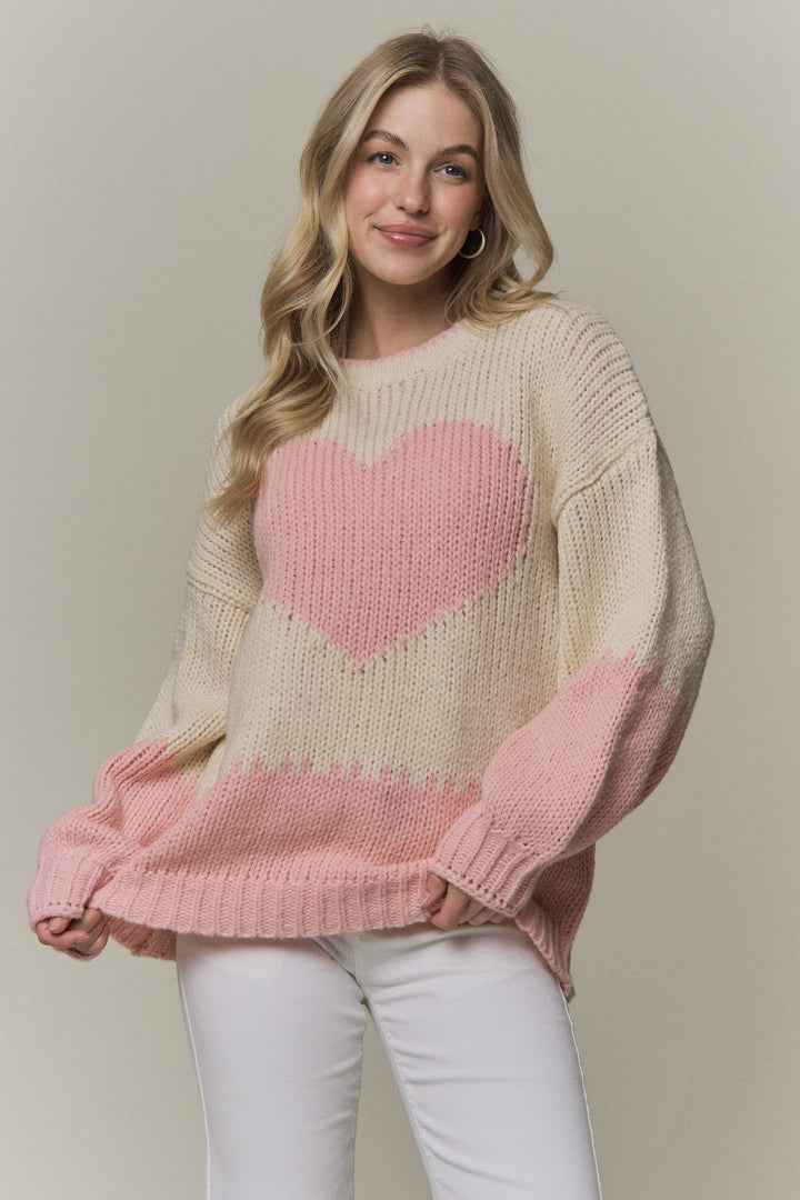 Bold Heart Knit Sweater