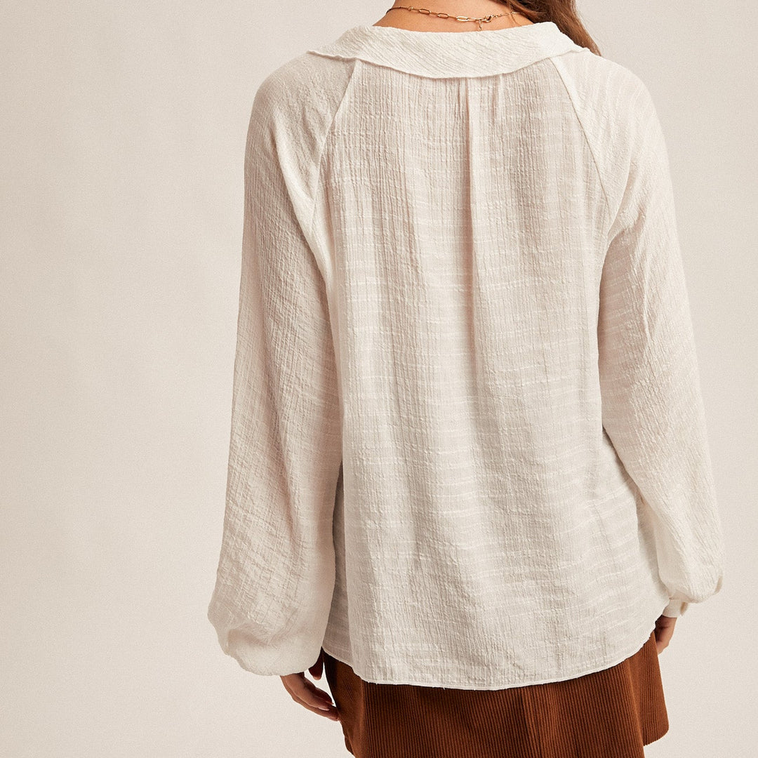 Vneck Ruffle Long Sleeve Blouse