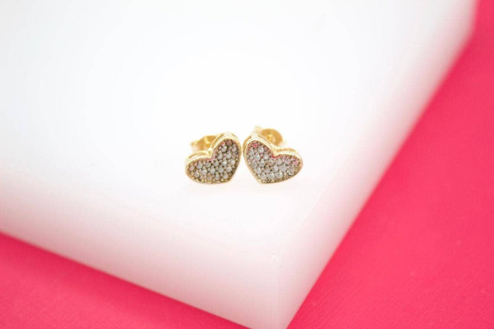 18K Gold Filled Designed Heart Stud Earrings
