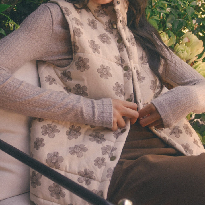 Floral Brushed Padding Vest