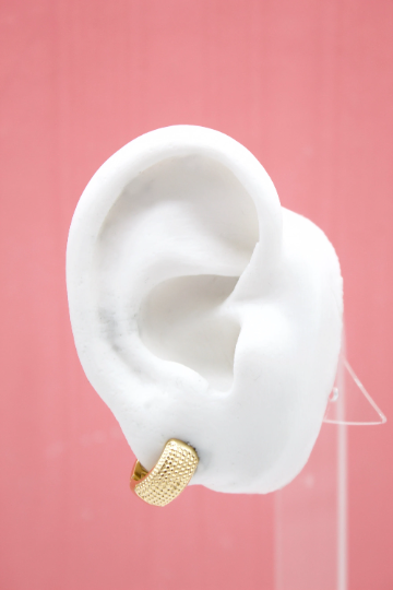 8K Gold Filled Textured Huggies Earrings