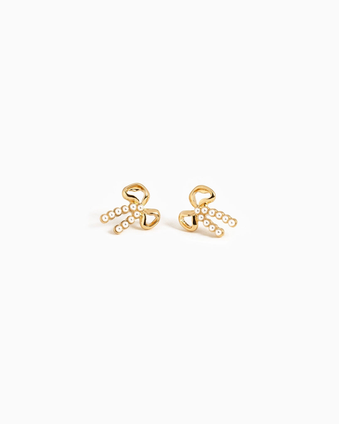 Half and Half Bow Pearl Pave Bow Earrings