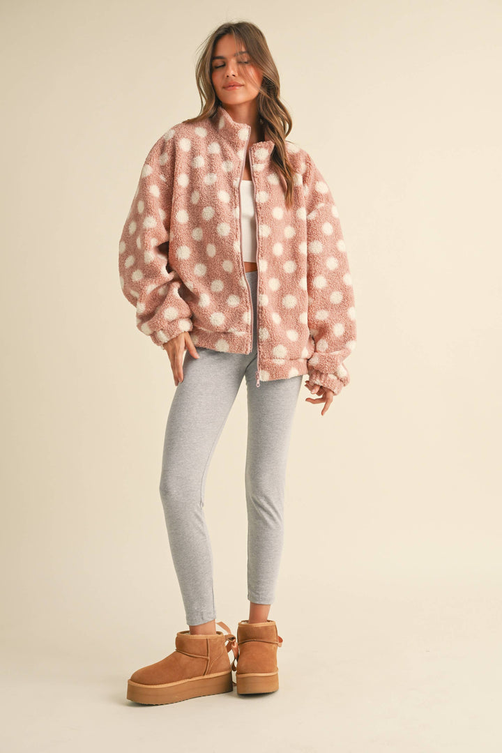 Polka Dot Teddy Bear Zipper Jacket