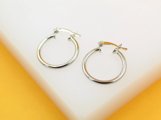 Thin Latch Back Hoop Earrings