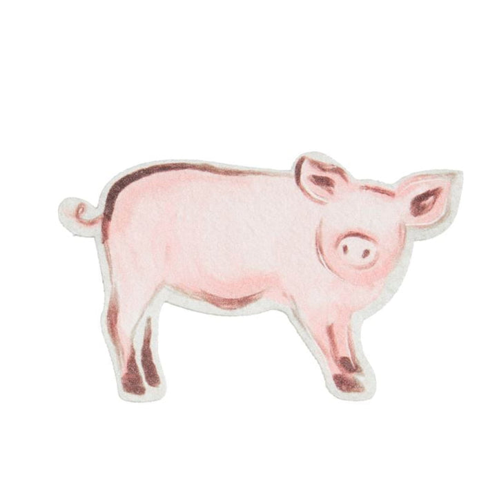 Pink pig shaped pop up sponge with cute farm animal design