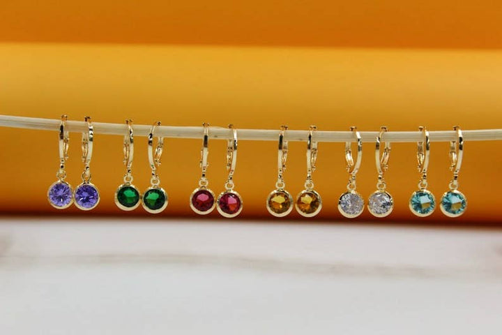 18k Gold Filled CZ Round Dangle Earrings