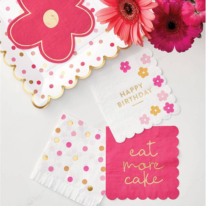 Pink Die Cut Flower Cocktail Napkin