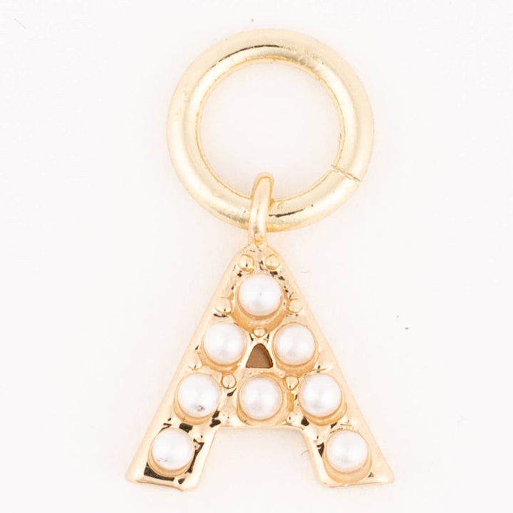 Michelle McDowell Claire Reyna Initial A charm pendant with pearl accents on gold letter