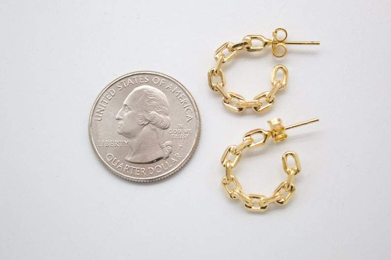 18K Gold Filled Paper Clip Open Hoop Earrings