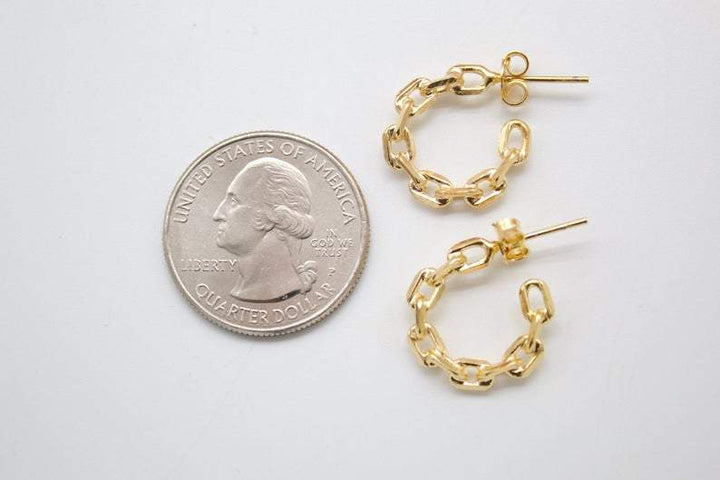 18K Gold Filled Paper Clip Open Hoop Earrings