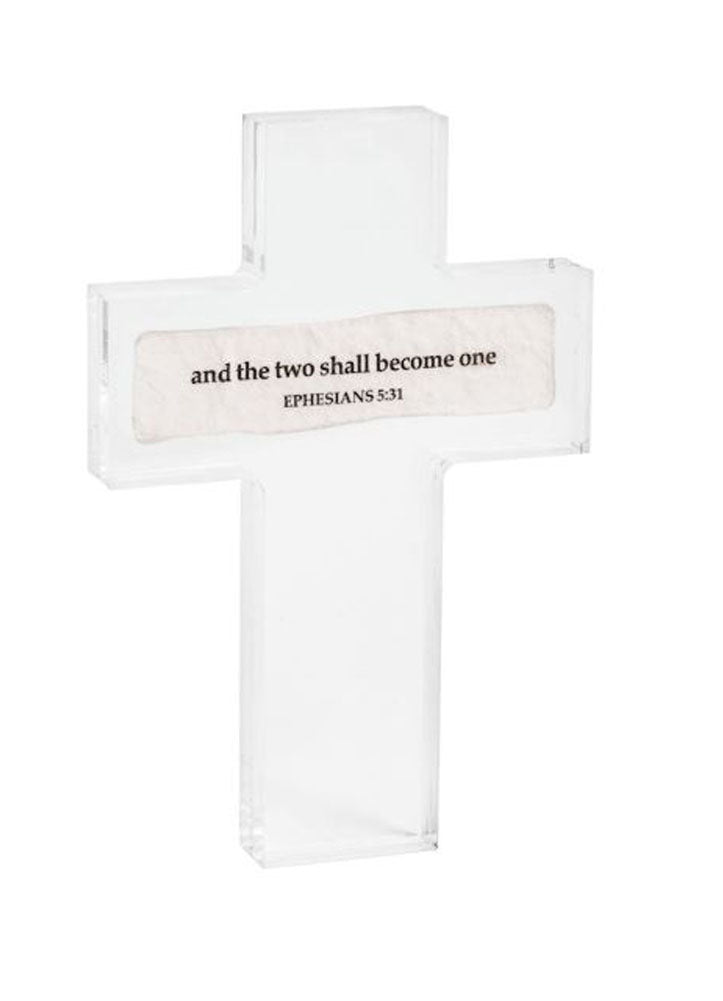 White acrylic cross with &