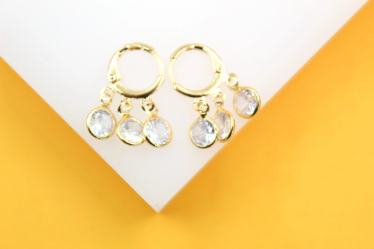 18k Gold Filled CZ Teardrop Dangle Earrings